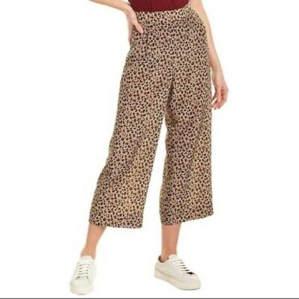 J. Crew Harvey 100% Silk Cropped Pull On Pants Leopard Print Pants size 0 - Picture 6 of 14